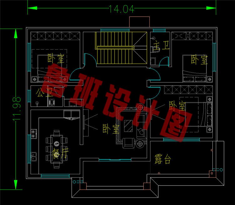 独栋双厨房二层设计图二层