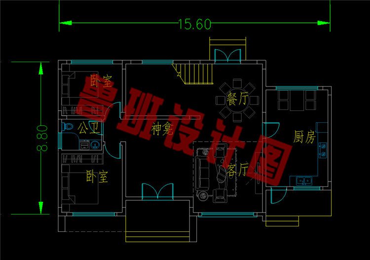 时尚耐看的二层农村别墅设计图一层