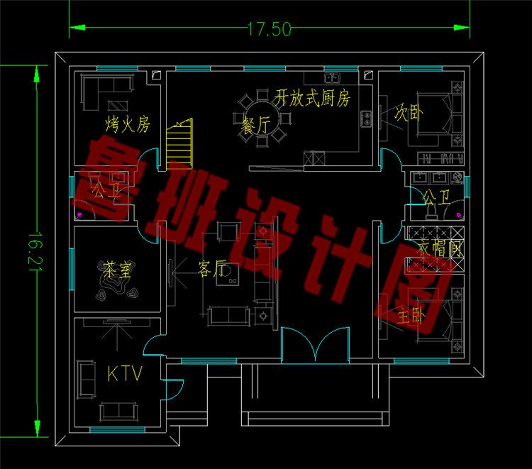 四开间的二层别墅设计图一层