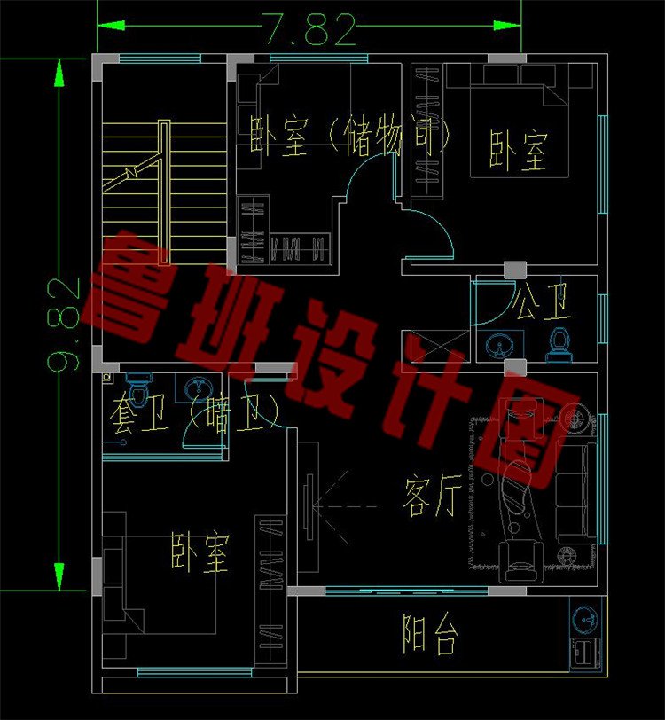 四层平顶别墅设计图二层