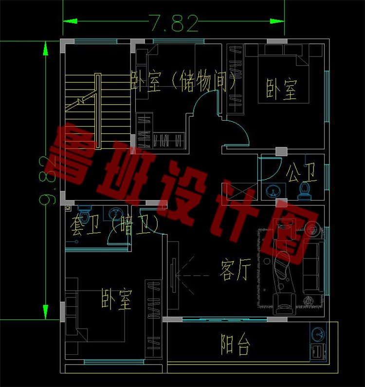 四层平顶别墅设计图三层