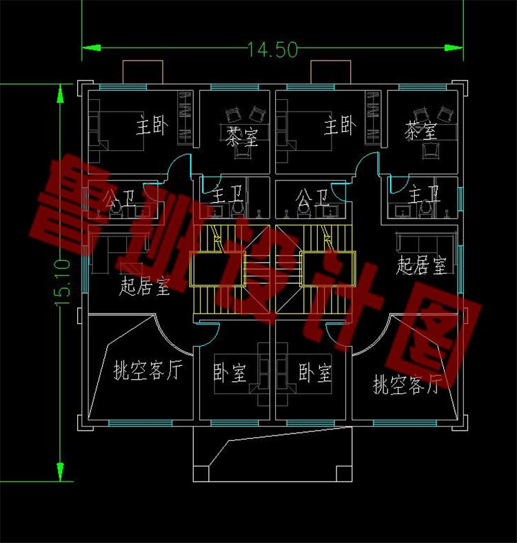 四层豪华别墅设计图二层