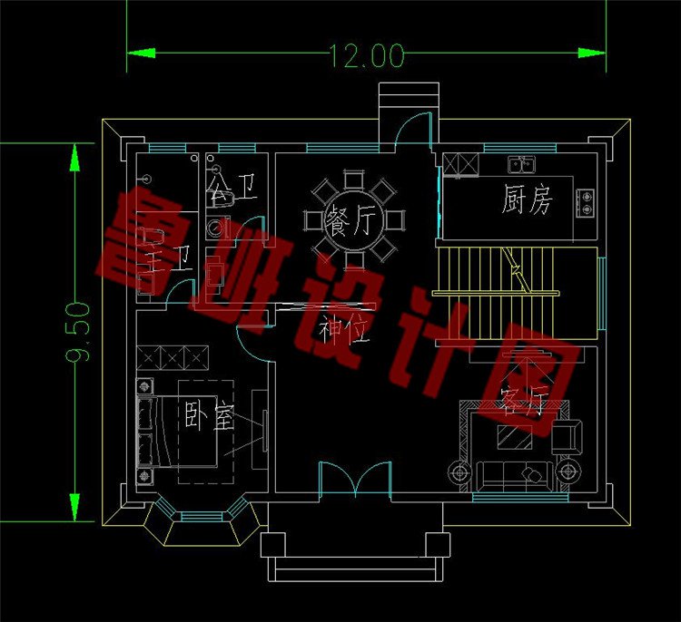 百余平三层豪华别墅设计图一层