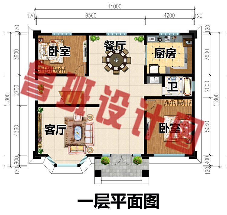 坡屋顶的二层欧式别墅设计图