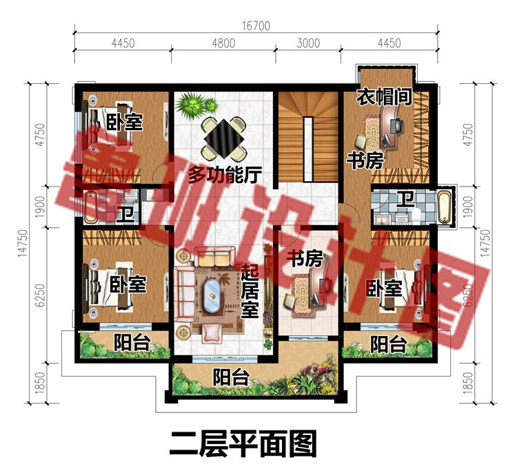 四间两层农村别墅户型图