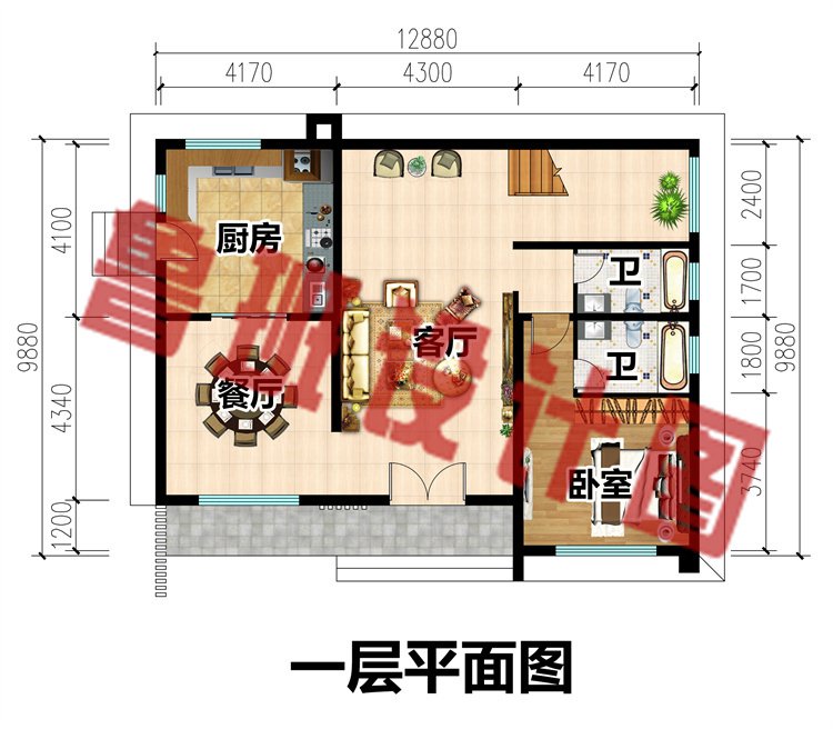 现代风农村别墅设计图一层