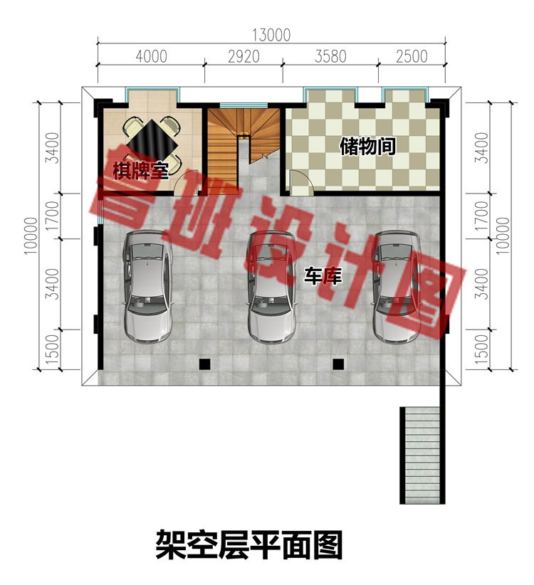 二层房别墅设计图架空层