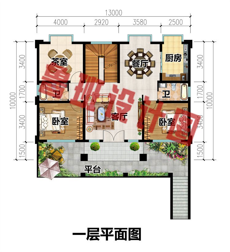 二层房别墅设计图一层