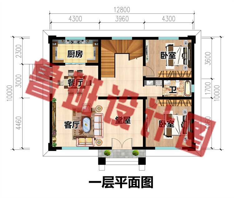 二层自建房别墅设计图一层