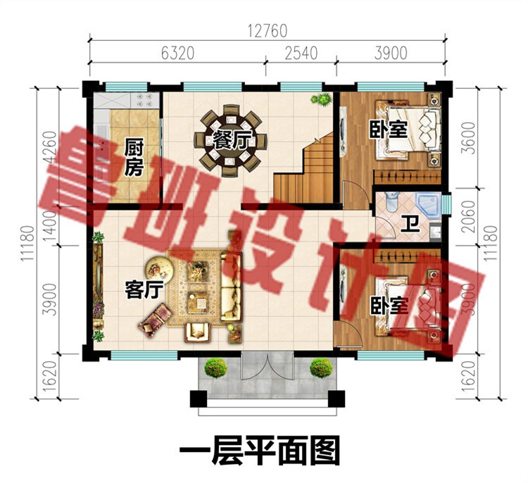 简单舒适二层别墅设计图一层