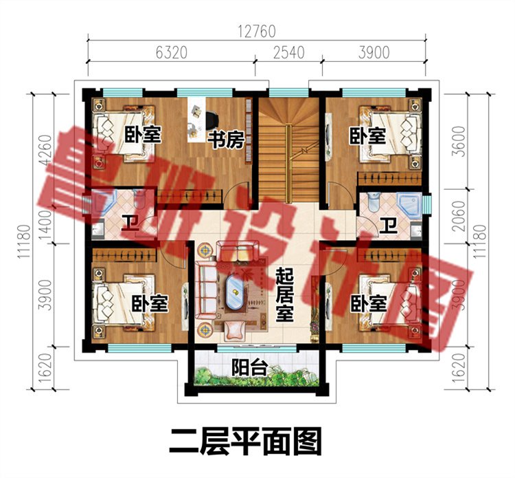 简单舒适二层别墅设计图二层