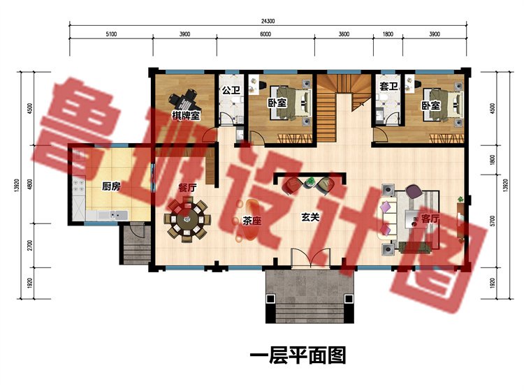 新中式三层别墅一层