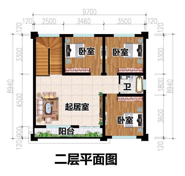 二层农村别墅设计图3