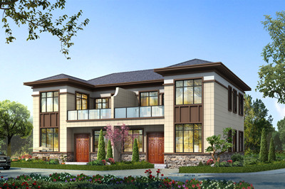 新中式二层双拼别墅设计图，200平左右户型方案