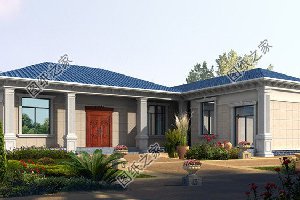 L型农村一层独栋别墅，布局合理，造型大气
