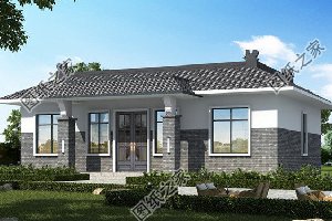 中式徽派一层乡村别墅，体现中式住宅古典的美与实用