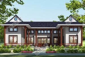 乡村中式三合院二层自建房，充满着中华文化的气息