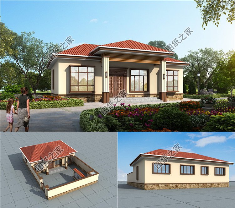 乡村一层自建房，造价经济，外观精致