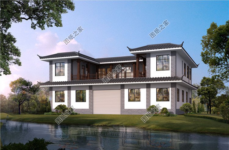 中式风双层自建房，简约的设计理念，散发古式住宅韵味