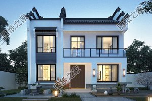 新中式双层自建房推荐，整体住宅古朴典雅，颜色搭配非常好看