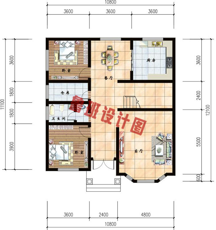 二层复式小别墅一层户型图