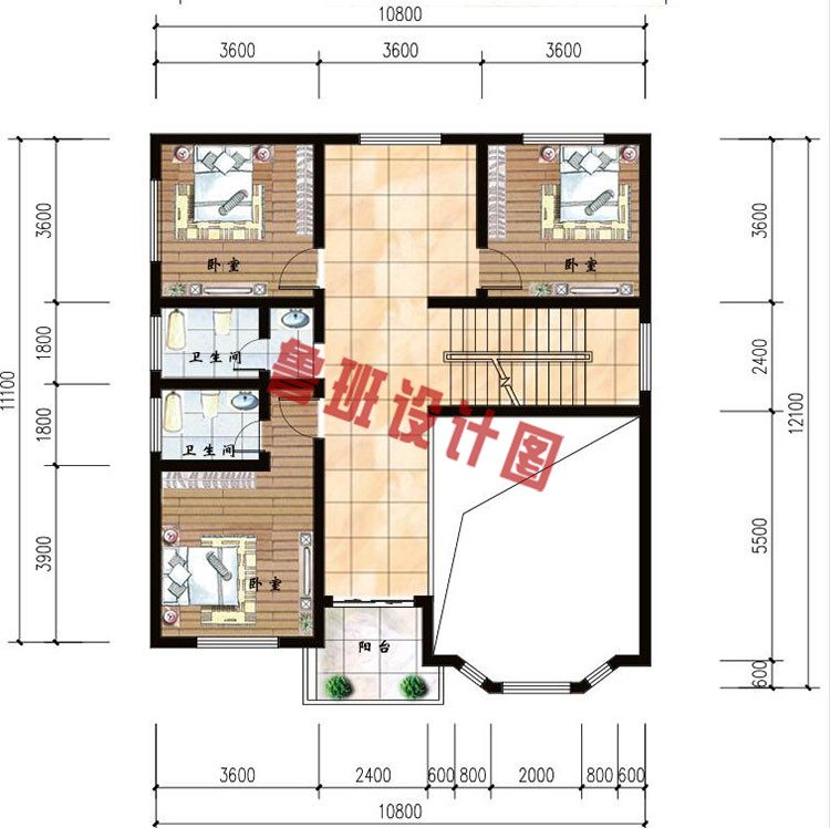 二层复式小别墅二层户型图