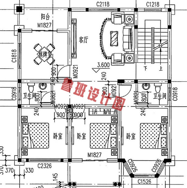 乡村自建独栋三层别墅楼房设计图