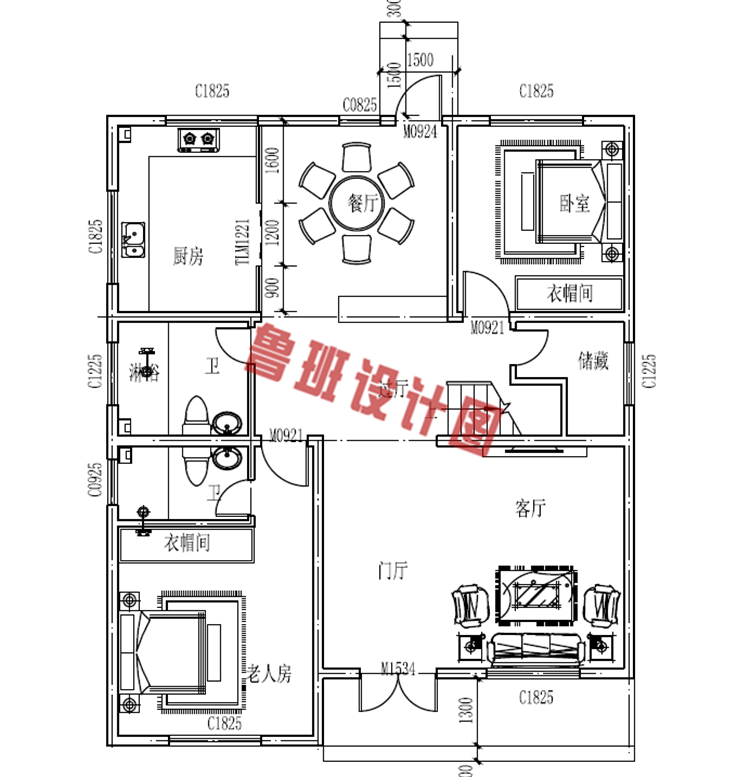 农村120平米三间三层楼房设计图纸