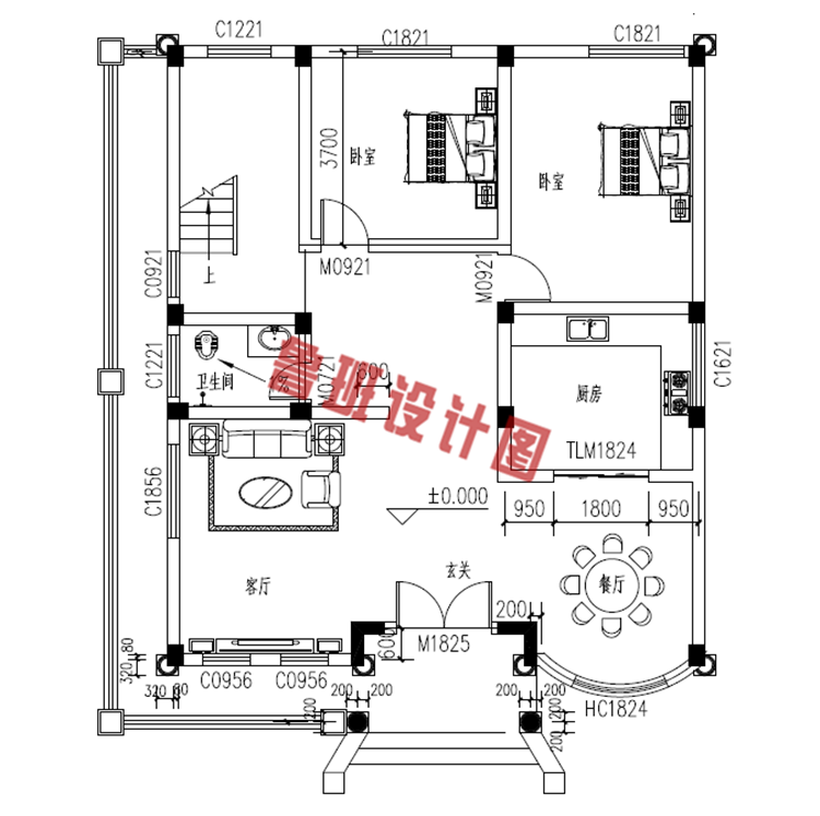 120平三层乡村楼房设计图及效果图