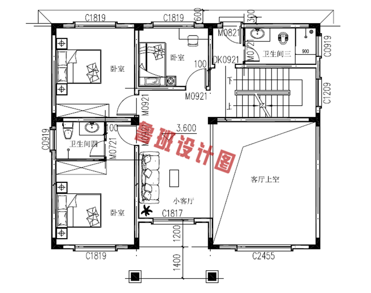 120平复式三层农村建房图纸