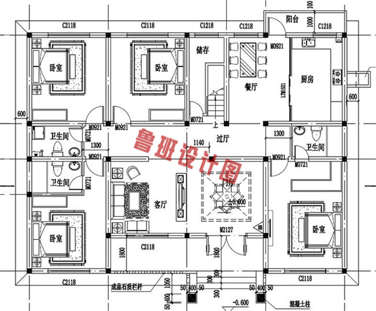 一层带阁楼乡村别墅设计图