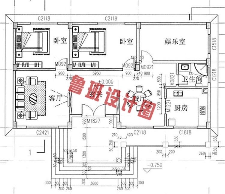 农村120平一层平房设计图