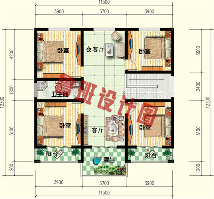 经典户型二层农村小别墅设计图