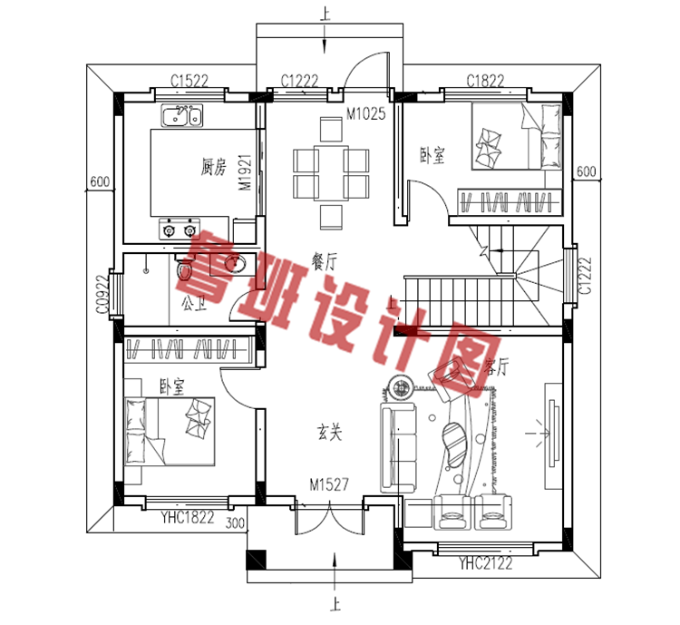 精致典雅的100平方米二层楼房图纸