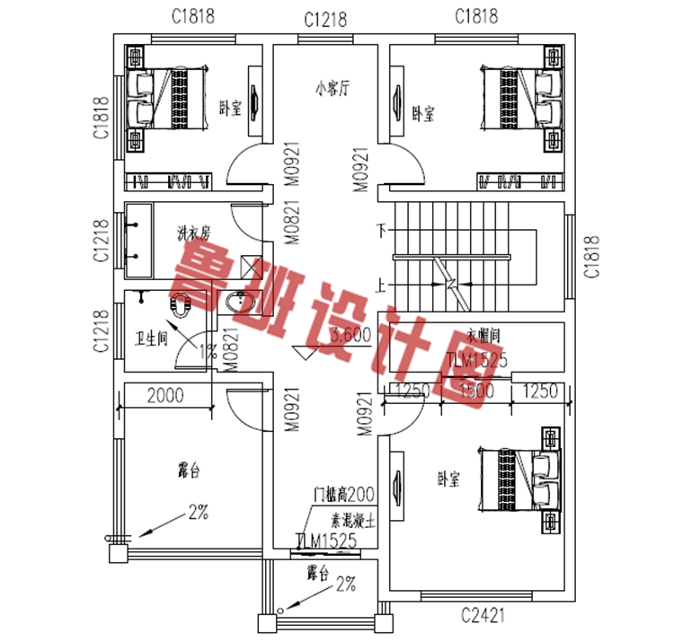 爆款120平米三层农村别墅房屋设计图