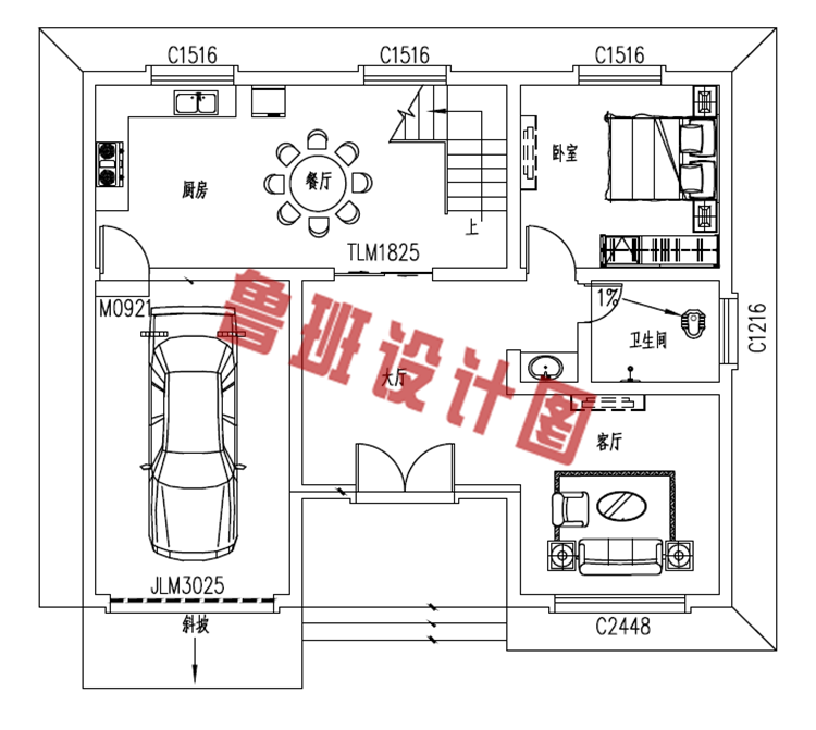 带车库现代三层房屋别墅设计图