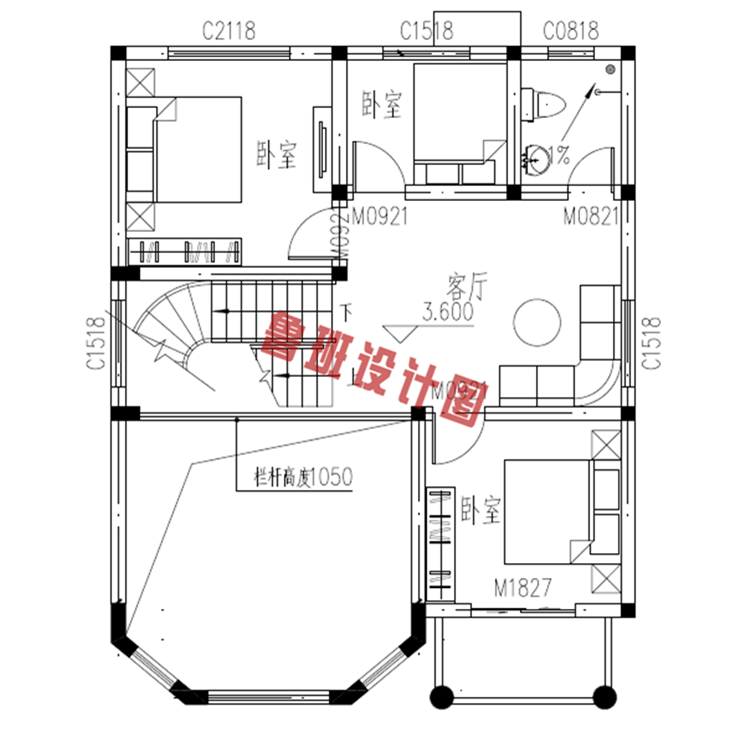 100平米两间三层楼房设计图