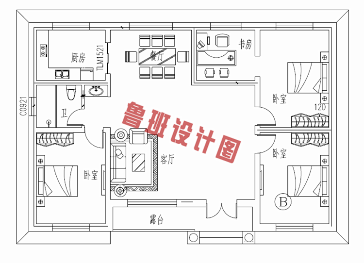 农村一层自建房屋设计图