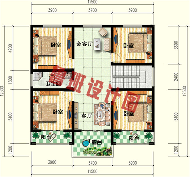 经典户型二层农村小别墅设计图