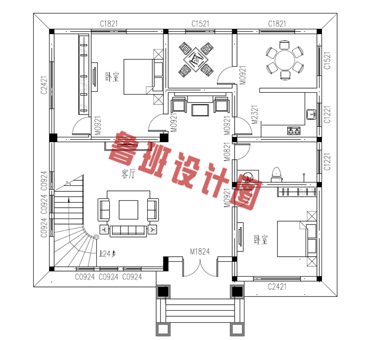 三间三层楼房设计图纸