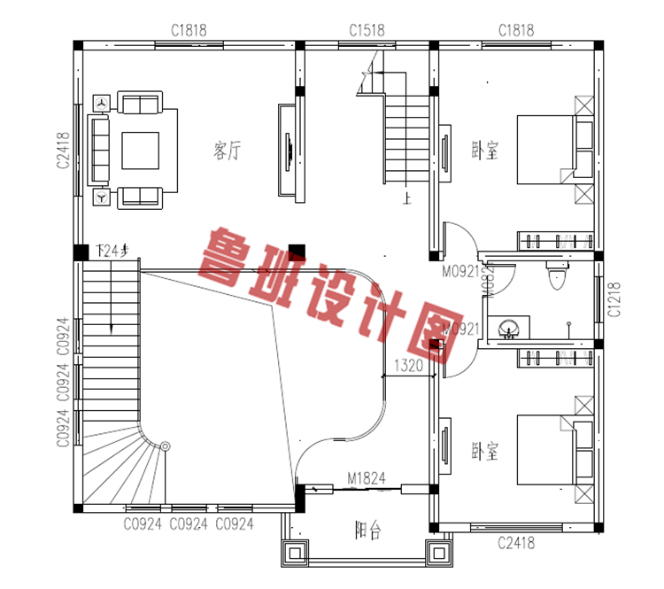 三间三层楼房设计图纸