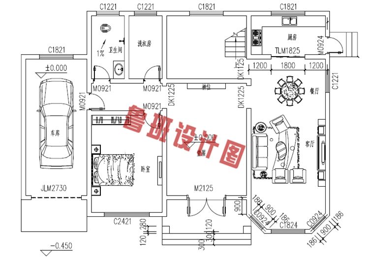 带车库露台二层农村小别墅设计图