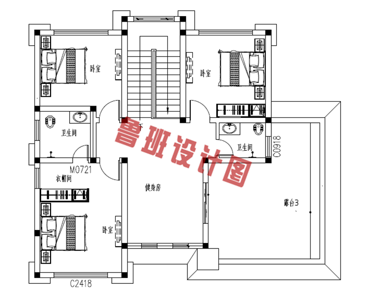 新中式复式三层别墅设计图纸