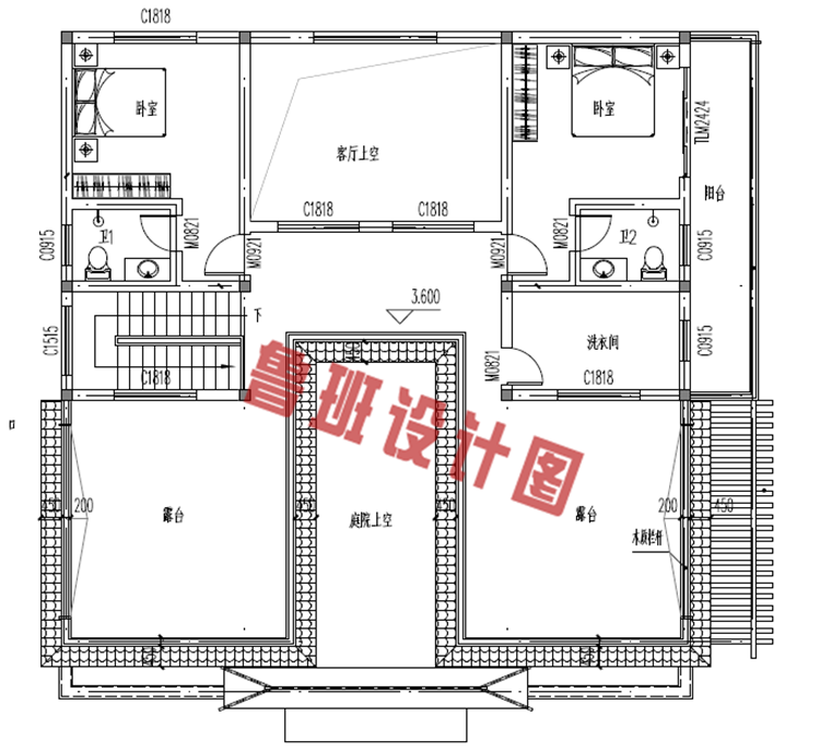 小型简单四合院设计图二层户型图