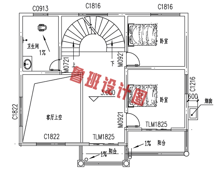 小户型平屋顶三层别墅设计图