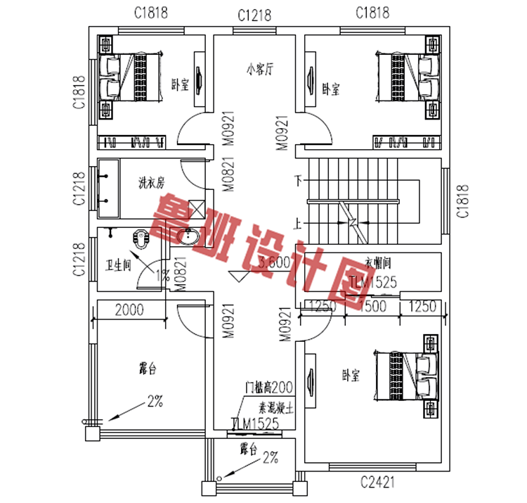 爆款120平米三层农村别墅房屋设计图