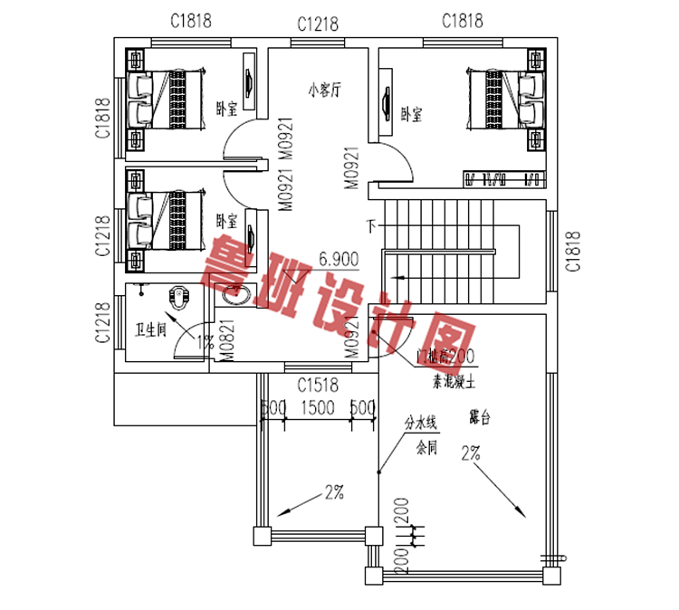 爆款120平米三层农村别墅房屋设计图