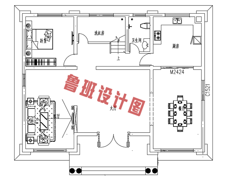 2019二层农村新款别墅一层户型图