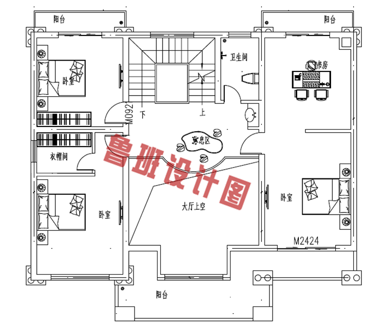 2019二层农村新款别墅二层户型图