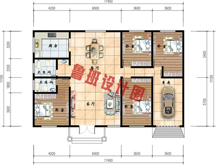 大面积农村一层房子设计图